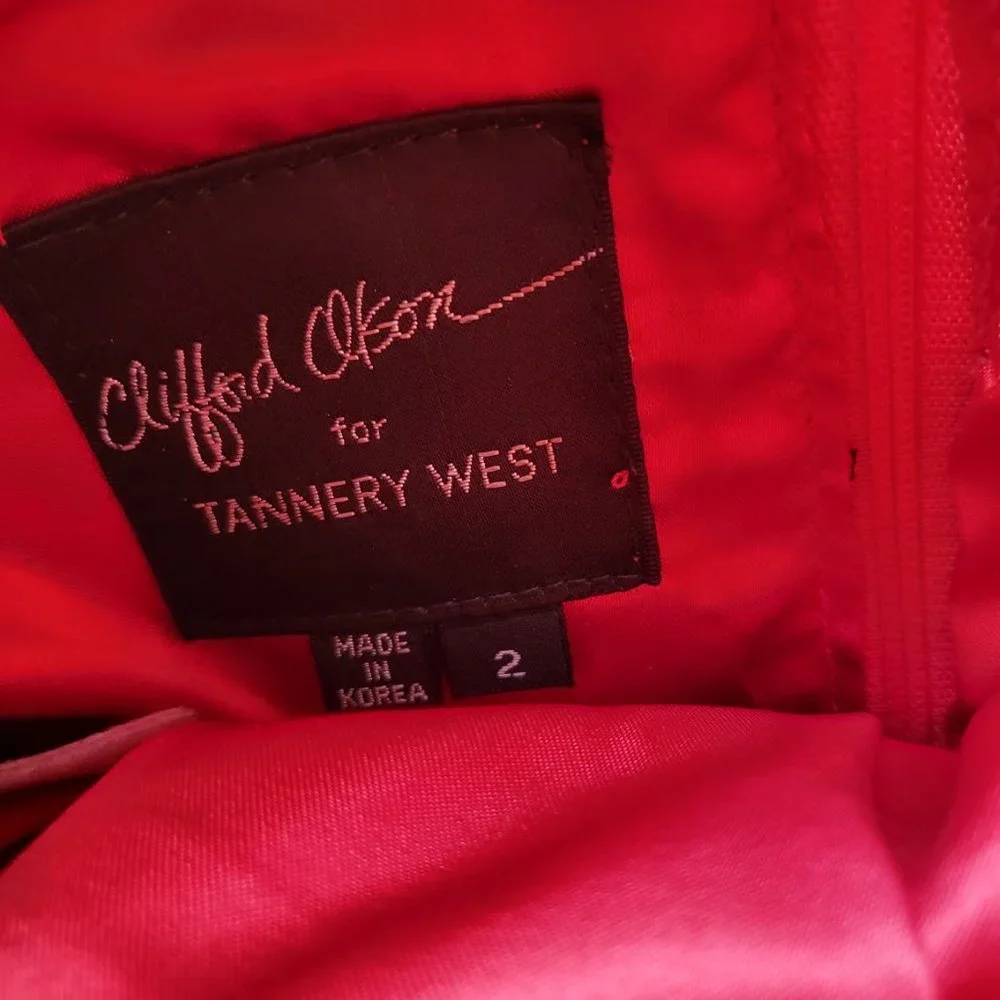 Clifford Olson For Tannery West Vintage‎ Mini Dress Leather Strapless Red 2 - Picture 5 of 10